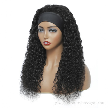 YS 100% Virgin Brazilian Water Wave Human Hair Headband Wigs, Wholesale Natural Human Hair Wigs for Black Women, None Lace Wigs